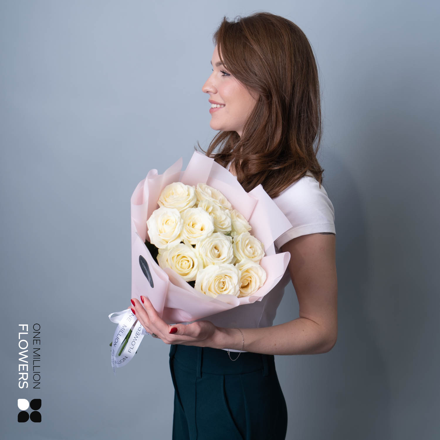 Букет из 11 "Аваланш" Pink 40 см